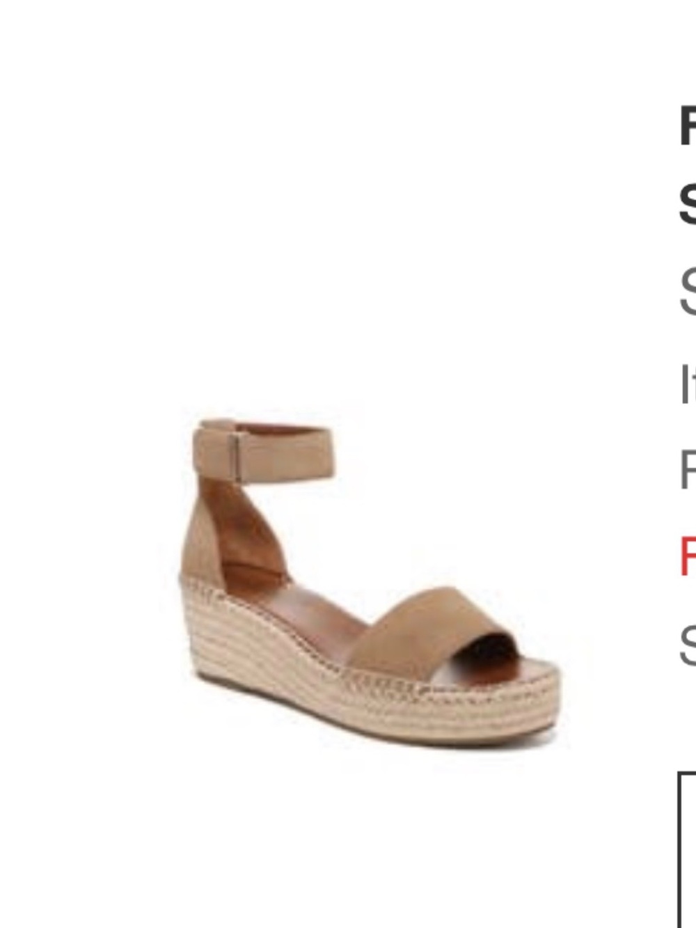 Franco Sarto pela Tan Espadrille Wedge Sandals with Ankle Strap